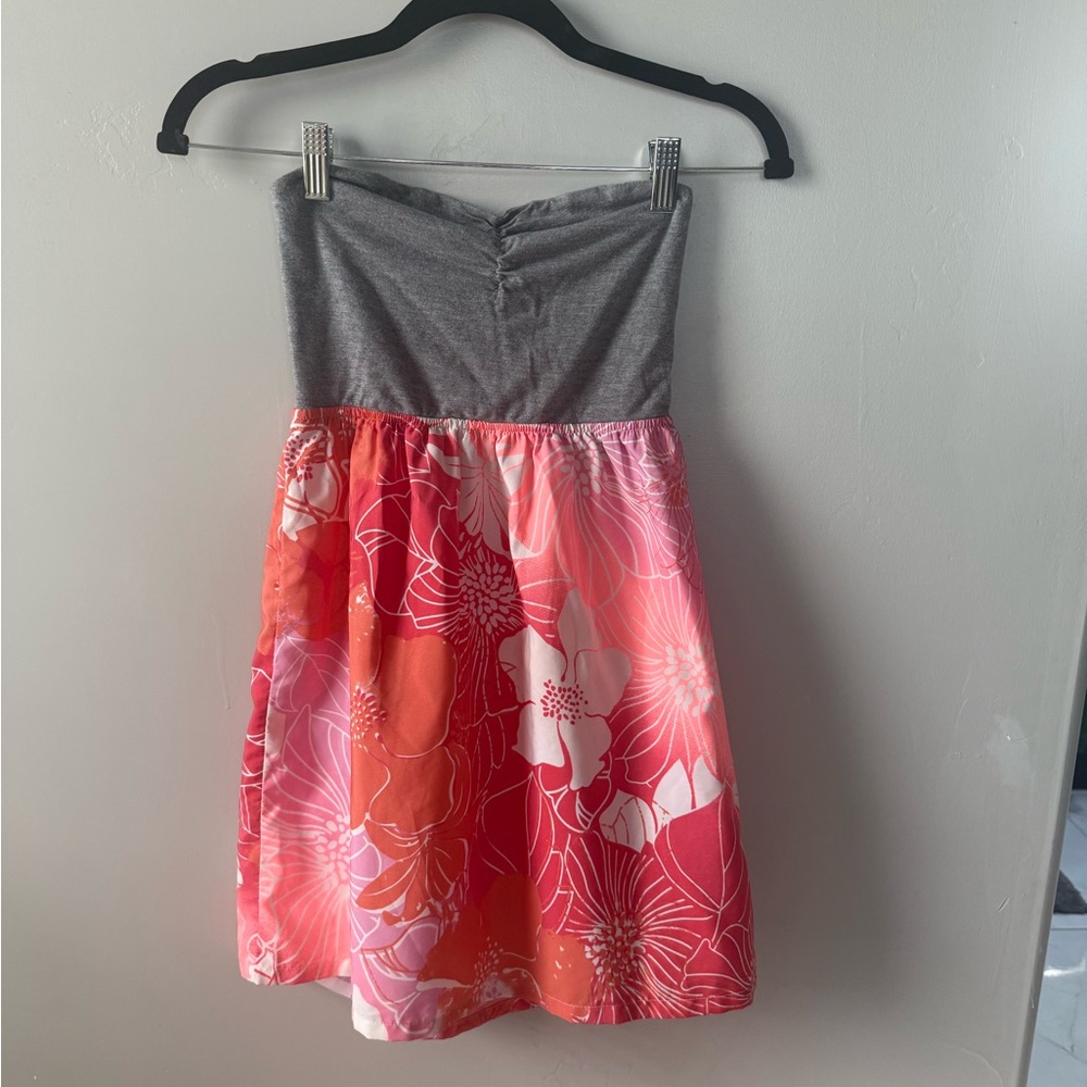 Roxy Gray and Pink Floral Mini Dress
